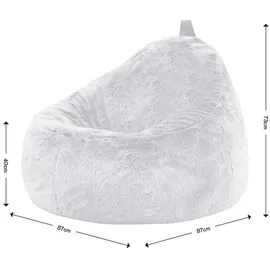 I.C.O.N. Icon Sitzsack Sessel, Grau, Flauschiger Kunstpelzstoff, Sitzsack Erwachsene mit Füllung, Bean Bag, Flauschig Lounge Sessel, Lounge Stuhl, Schlafzimmer, Wohnzimmer, Wohnzimmer Möbel