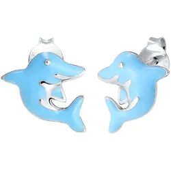 Elli Kinder Delfin Tier Emaille 925 Sterling Silber Ohrringe   Damen 
