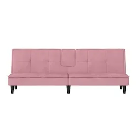 vidaXL Schlafsofa mit Getränkehaltern Rosa Samt