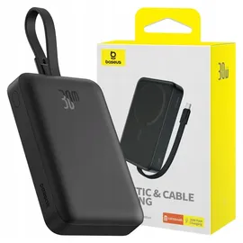 Baseus Magnetic Mini Charger 10.000 mAh, 30 W, mit integriertem USB‐C‐Kabel, Schwarz