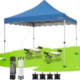 HOTEEL Pavillon 3x3 Faltpavillon 3x3 Wasserdicht Stabil mit 4 SandsäCke, Hoher Gipfel, Uv Schutz 50+ Partyzelt Gartenpavillon Pop Up Pavillon, fürs Camping, Event, Garten, Stahlrahmen, Blau