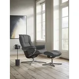 Stressless Stressless® Relaxsessel »Mayfair« Set, Relaxsessel mit Hocker, mit Hocker, mit Cross Base, Größe S, M & L, Holzakzent Wenge grau