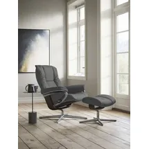 Stressless Stressless® Relaxsessel »Mayfair« Set, Relaxsessel mit Hocker, mit Hocker, mit Cross Base, Größe S, M & L, Holzakzent Wenge grau