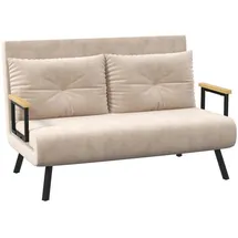 Homcom Schlafsofa, mit Bettfunktion, mit Samtoptik, Rückenkissen, Polstersofa mit Verstellbarer Rückenlehne, Beige 102L x 73B x 81H