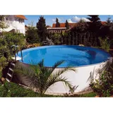 Planet Pool Stahlwandpool rund Exklusiv 450x150 cm, Stahl 0,8 mm weiß, Folie 0,6 mm blau,