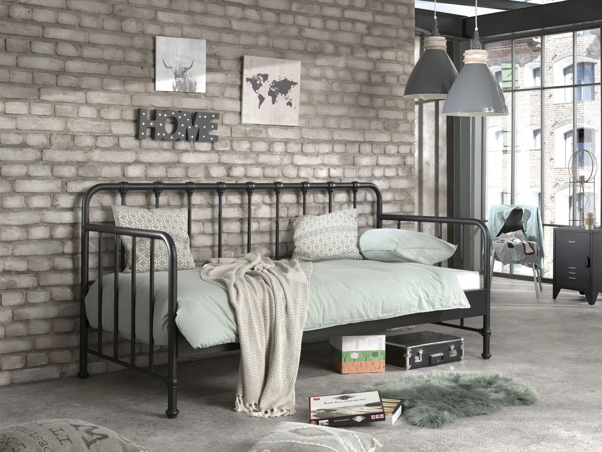 Vipack Jugendbett »Bronxx«, (Made in Europe), Metallbett Vipack Schwarz