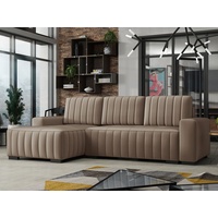 MIRJAN24 Ecksofa Hugo, mit Bettkasten und Schlaffunktion, Eckcouch für Wohnzimmer, Holzfüße, L-Form Sofa beige