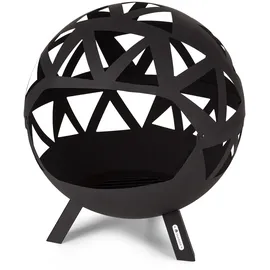 Blumfeldt Colima Feuerschale Ø 66 cm Kugelform mit Holzkohlerost & Ascheschale geometrisch Schwarz