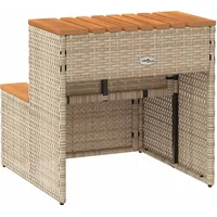 VidaXL Whirlpooltreppe Beige 50x50x50,5 cm Poly Rattan Akazie Massiv