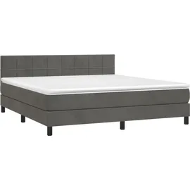 vidaXL Boxspringbett mit Matratze & LED Dunkelgrau 160x200 cm Samt