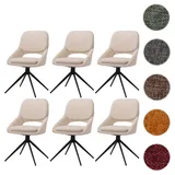 Mendler Esszimmerstuhl HWC-N73 Stoff creme-beige 6er Set