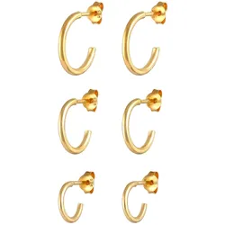 Elli 3er Set Creolen Stecker Basic Trend 925 Silber goldfarben Damen 