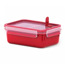 Emsa Frischhaltedose Clip & Micro rot 13,5 x 7,0 x 19,5 cm 1 l mit 2 Einsätzen