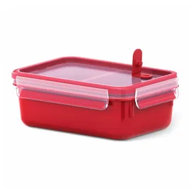 Emsa Frischhaltedose Clip & Micro rot 13,5 x 7,0 x 19,5 cm 1 l mit 2 Einsätzen