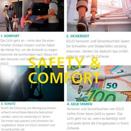 EGLO Lamozzo Nicht austauschbare(s) Leuchtmittel, 6000 K, IP44 Schwarz, Transparent, Weiß