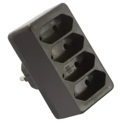 Euro-Multistecker 4-fach, schwarz E: Schutzkontaktstecker A: 4x Euro-Steckdose