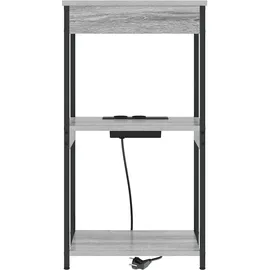 vidaXL Nachttisch mit Ladestation mit Regal Grau Sonoma Holzwerkstoff
