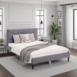 Homestyle4u Polsterbett 140 x 200 cm H2 Grau
