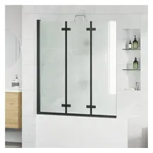 vidaXL Faltbare Duschtrennwand rechts 130 x 138 cm Schwarz Sicherheitsglas