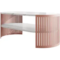 Mirjan24 Couchsitch, Weiß, Messing, Metall, Oval,Oval, 50x40x100 cm, Wohnzimmer,