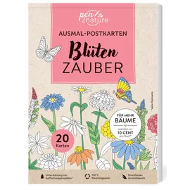 pen2nature Ausmal-Postkarten Blütenzauber 20 St. 100% Recyclingpapier Weiß