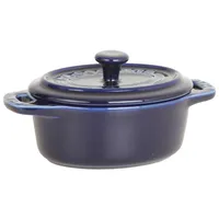Staub Keramik Mini Cocotte Oval Dunkelblau 11 cm Ceramic 0,2 L