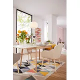 Hammel Furniture Esstisch HAMMEL FURNITURE "Basic Single, ausziehbar 120-220cm, mit innenliegenden Einlegeplatten", weiß (weiß, naturfarben, naturfarben, weiß), B:120cm H:76cm T:80cm, Tischplatte: Weißes Melamin mit weiß pigmentierter Eichenkante (Mattlack), Gestell: