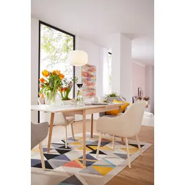 Hammel Furniture Esstisch HAMMEL FURNITURE "Basic Single, ausziehbar 120-220cm, mit innenliegenden Einlegeplatten", weiß (weiß, naturfarben, naturfarben, weiß), B:120cm H:76cm T:80cm, Tischplatte: Weißes Melamin mit weiß pigmentierter Eichenkante (Mattlack), Gestell: