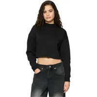 URBAN CLASSICS Cropped Oversized High Neck Crew Sweatshirt Black