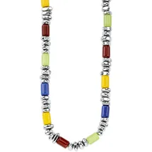 FIRETTI Edelstahlkette mit bunten Hämatit blau/braun/gelb/grün