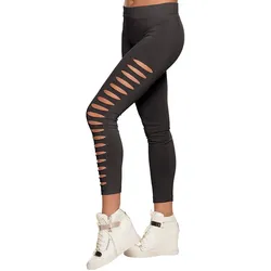 Schwarze Leggings mit Schlitzen - M