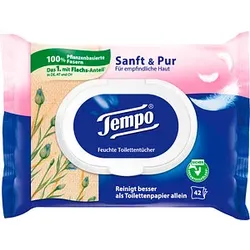 Tempo Feuchtes Toilettenpapier Sanft & Pur 1-lagig, 42 Tücher