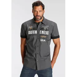 Kurzarmhemd, mit Brustprint, Gr. XL (43/44) - N-Gr, grau, , 86530851-XL N-Gr
