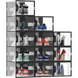 MYHMCT Schuhboxen - 12 x Schuhbox transparent stapelbar Schuhbox Schuhbox mit Magnettür Schuhbox