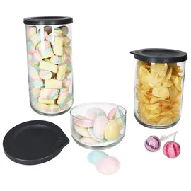 Ritzenhoff & Breker 6tlg Set Boho Vorratsdosen Anthrazit aus Glas & Kunststoff