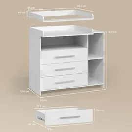 livinity® Wickelkommode Torino Weiß, mit Schubladen