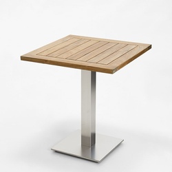 Klapptisch Bistro Edelstahl quadratisch - 95 x 95 cm Teak recycled