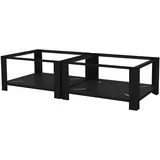 ML-Design Doppel Waschmaschinen Untergestell 2 Ablagen, Schwarz 128x54 cm, Stahlpodest
