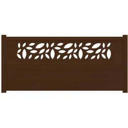 Zaun, Aluminium, Holzoptik Braun, Nussbaum Dekor, Modell Dortmund, flexible Befestigungssysteme, Zaunelement individuell konfigurierbar