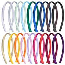 luxuskollektion 18er Set Satin Stirnbänder 1cm - Rutschfestes Haarreifen-Set für