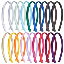 luxuskollektion 18er Set Satin Stirnbänder 1cm - Rutschfestes Haarreifen-Set für