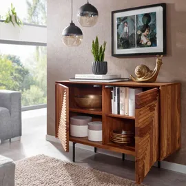 Wohnling Sideboard Sheesham massiv, 2 Fächer, 100x71x40 cm - rosenholz