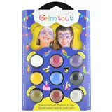 Kinderschminke Einhorn Palette - 9 Farben, wasserbasiert, fettfrei, mehrfarbig - Grim'Tout - Mit Schwamm & Pinsel, abwaschbar