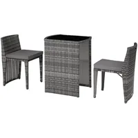 Tectake Rattanset Hamburg mit Aluminiumgestell - Grau