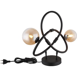 GLOBO LED Tischlampe Retro Wohnzimmerlampe Edison Tischleuchte amber schwarz 2 flammig