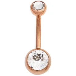 Bauchnabelpiercing JOBO, rosa (roségoldfarben), Piercings, Damen, Edelstahl, Edelstahl roségoldfarben mit Kristallsteinen