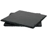 MamboCat Servierplatte 2er Set Schieferplatte 17x17 cm - 23464639, Schiefer schwarz