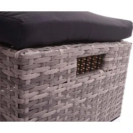 Mendler Poly-Rattan Garnitur HWC-J36, Balkon-/Garten-/Lounge-Set Sitzgruppe Sofa grau, Kissen schwarz