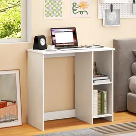Costway Schreibtisch, Computertisch mit 2 Fächern, PC-Tisch, Bürotisch für kleine Räume, weiß, 80 x 40 x 74 cm - Weiß