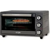 ICQN Minibackofen 20L, Pizza-Backofen, Ober-/Unterhitze mit Umluft-Funktion, 5 Grill-Funktion, 90 Min. Timer, 1500 W, Mini Oven, 80°-240°C, Backblech/Grill/Krümelblech und Blechhalter, Schwarz